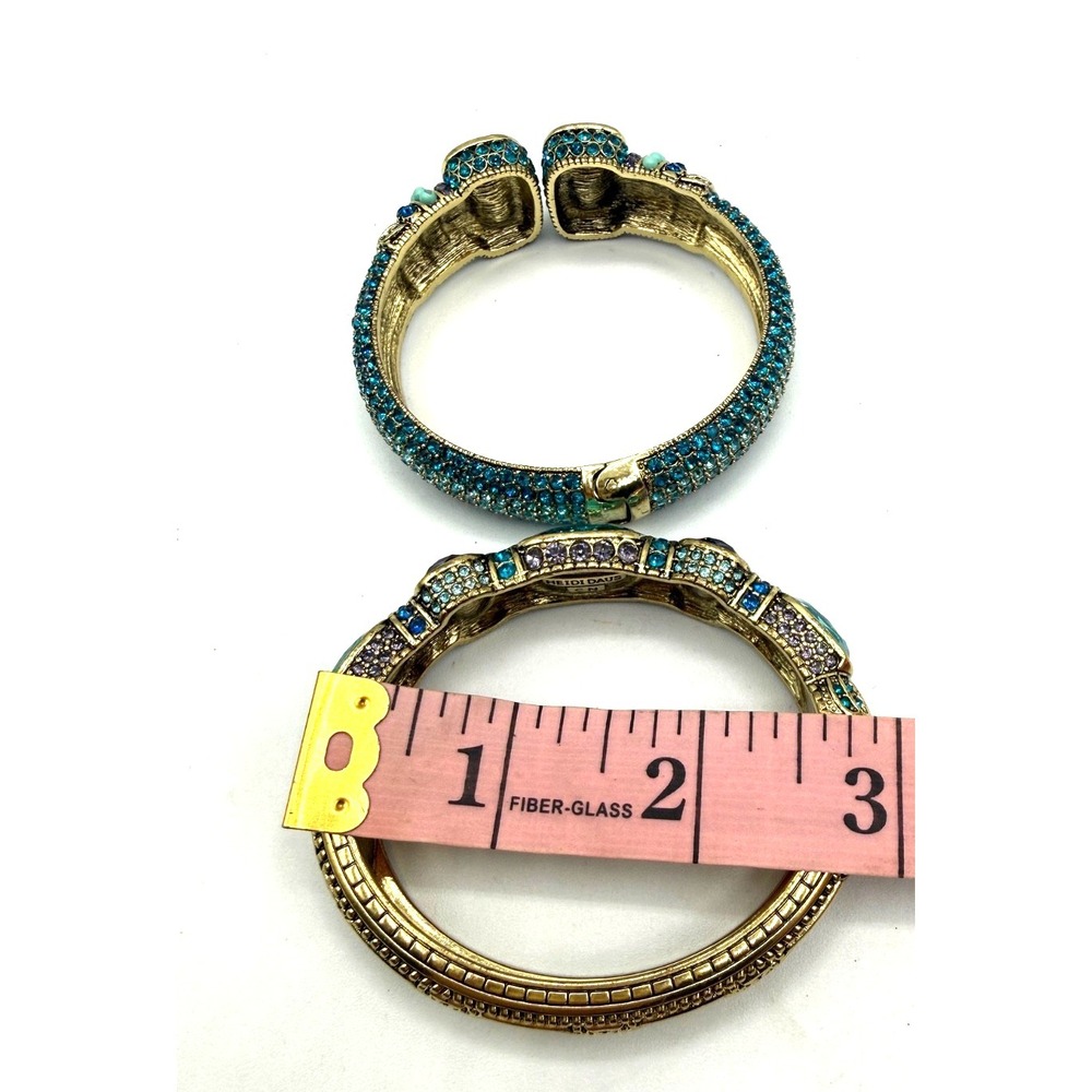 Heidi Daus Triple Play Crystal Bangle Bracelet 3 pc BLUE SZ S/M STUNNING BLUES! - Picture 12 of 12